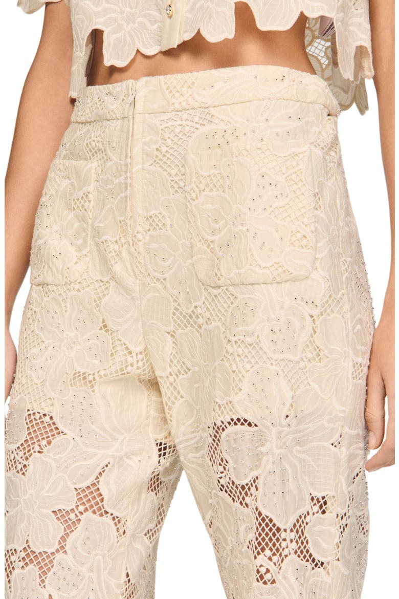 Guipure lace trousers, Alternate, color, Ecru