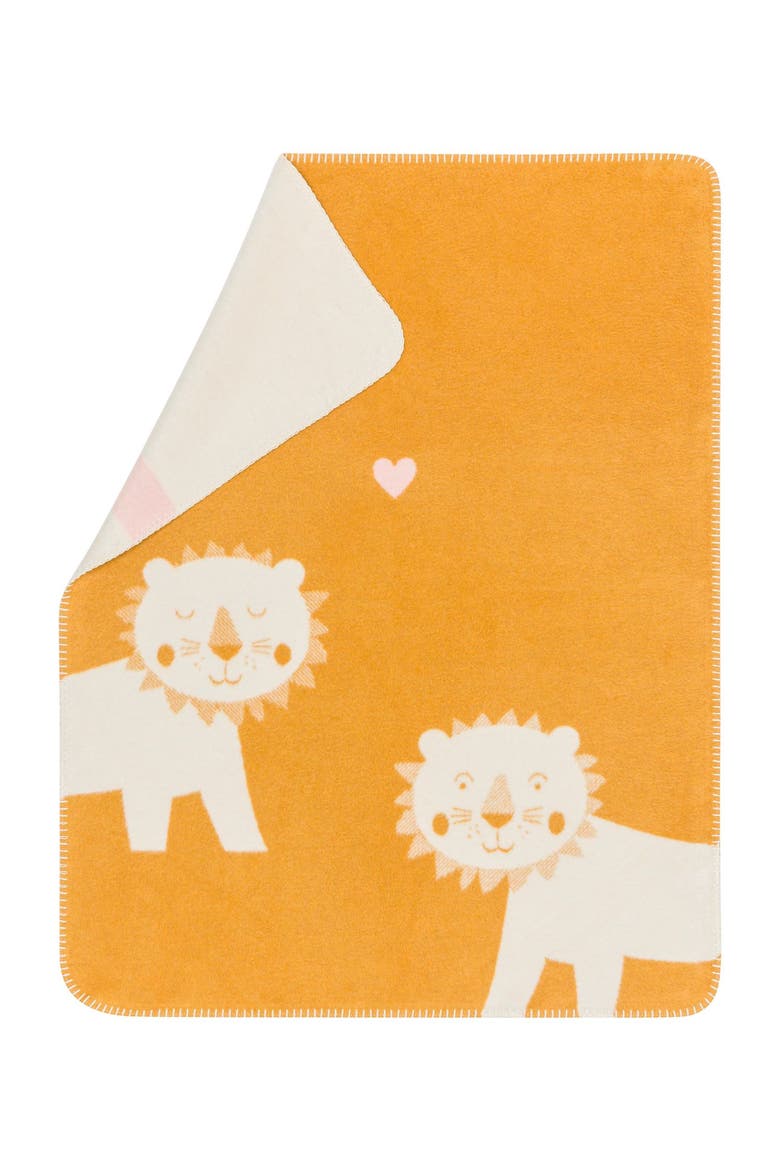 Mila Lions In Love Baby Blanket, Main, color, Gold