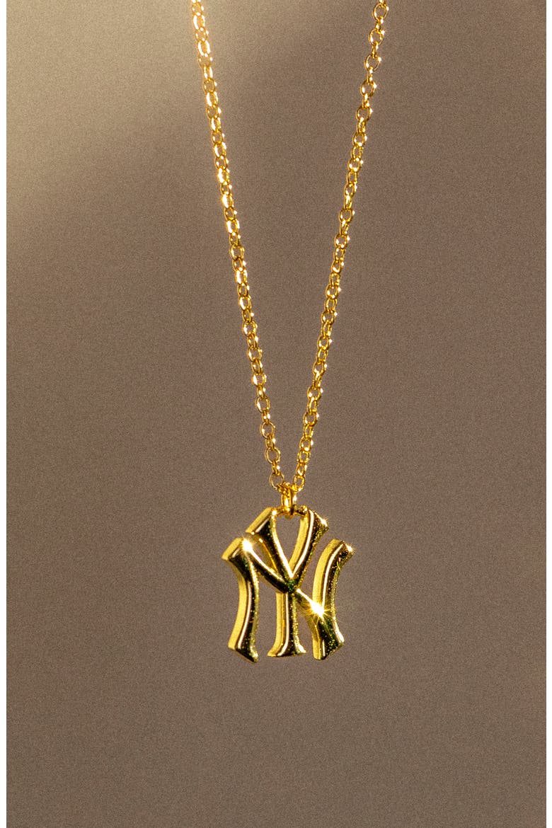 x The MLB New York Yankees Logo Charm Necklace, Alternate, color, GOLD