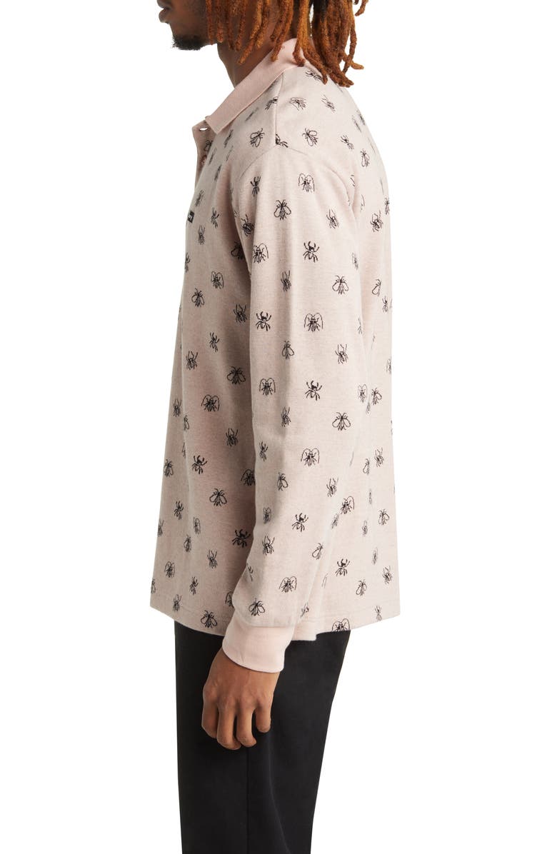 Obey Pest Long Sleeve Jacquard Piqué Polo, Alternate, color, 