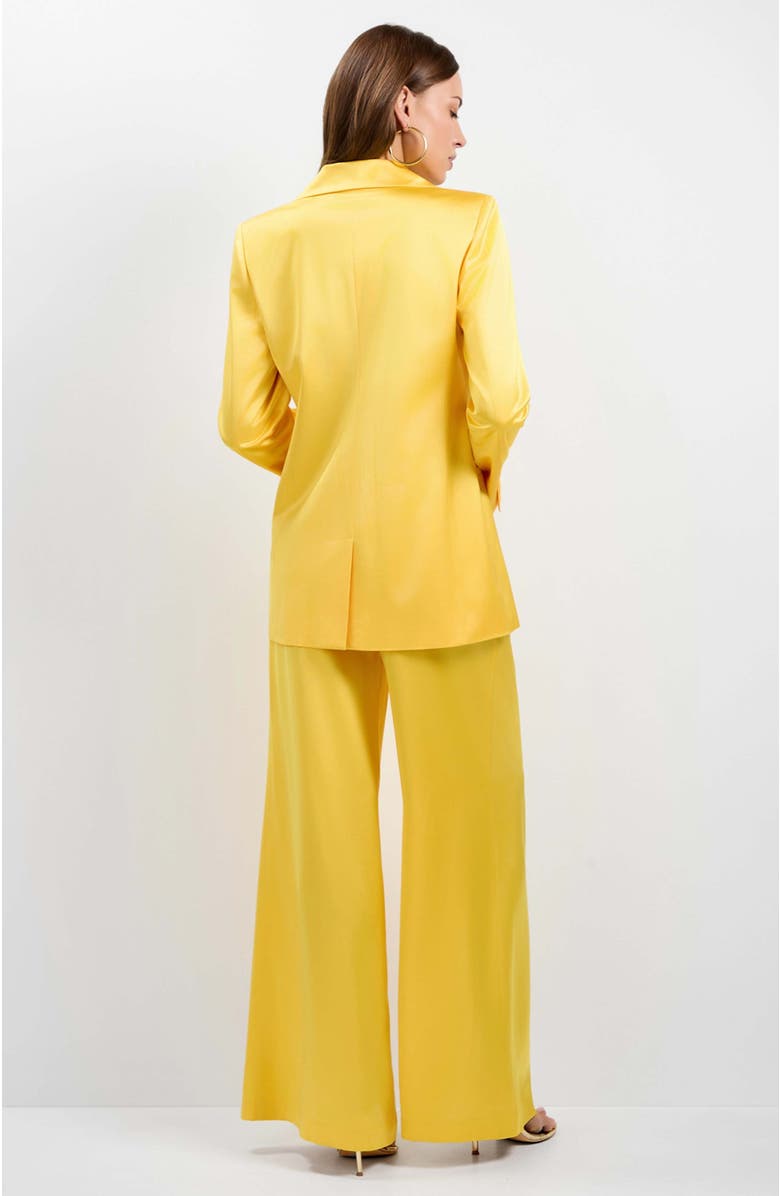 Trina Turk Giardino Satin Blazer, Alternate, color, Lambretta Lemon