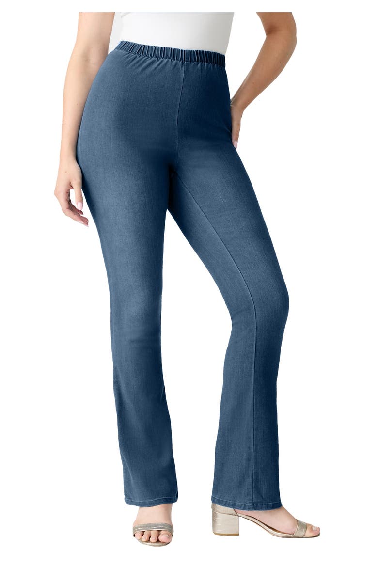 Plus Size Comfort Stretch Bootcut Jean, Main, color, MEDIUM STONEWASH SANDED