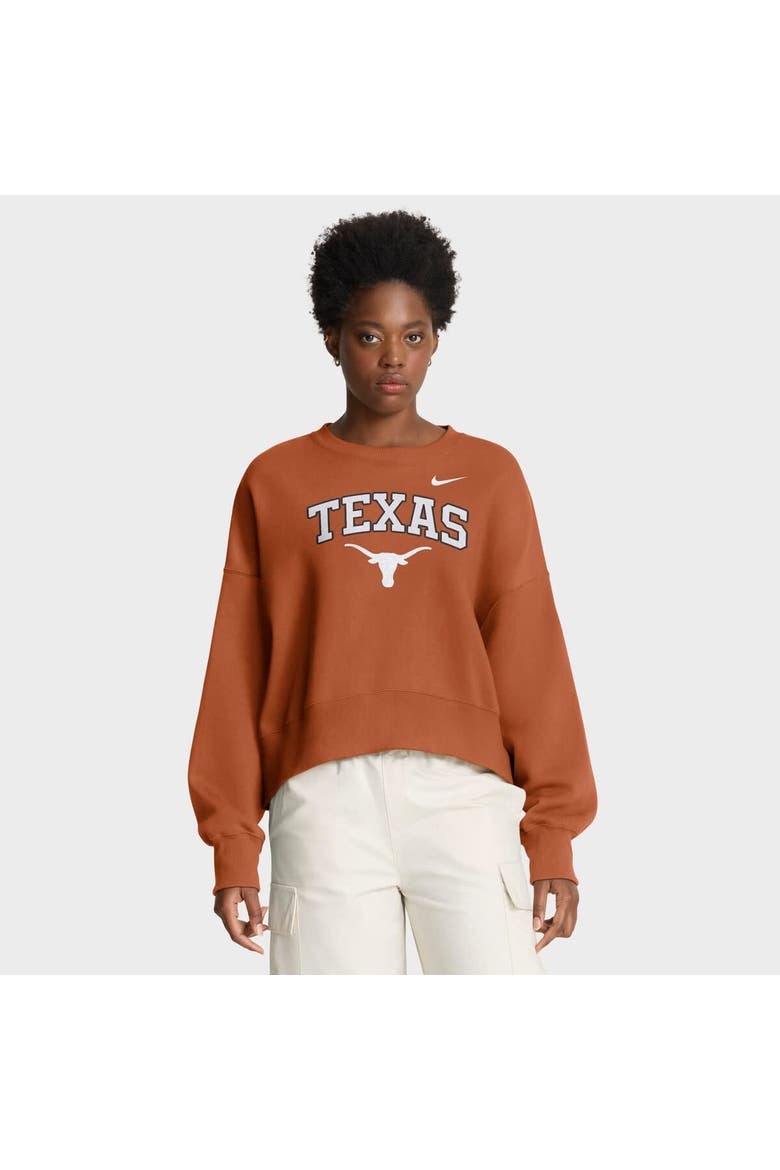 Women's Nike Texas Orange Texas Longhorns Oversized Phoenix Arch Pullover Sweatshirt, Main, color, Burnt Orange