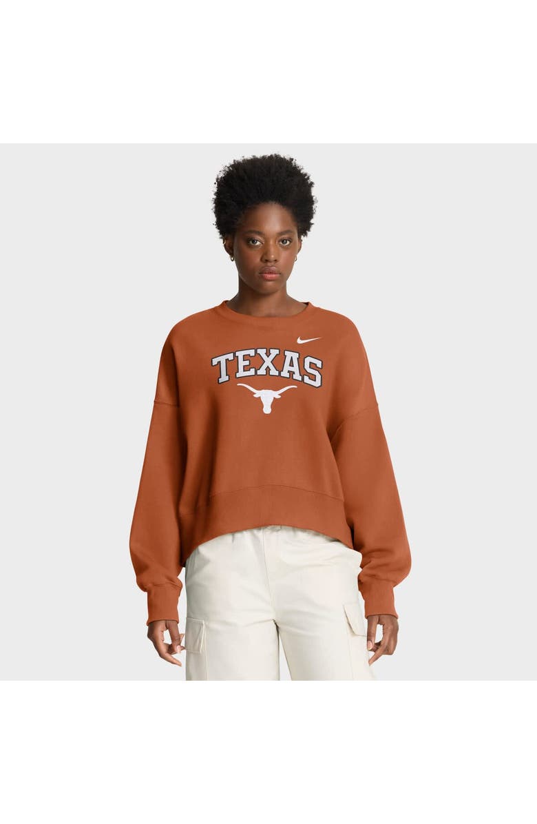 Nike Women's Nike Texas Orange Texas Longhorns Oversized Phoenix Arch Pullover Sweatshirt, Main, color, Burnt Orange