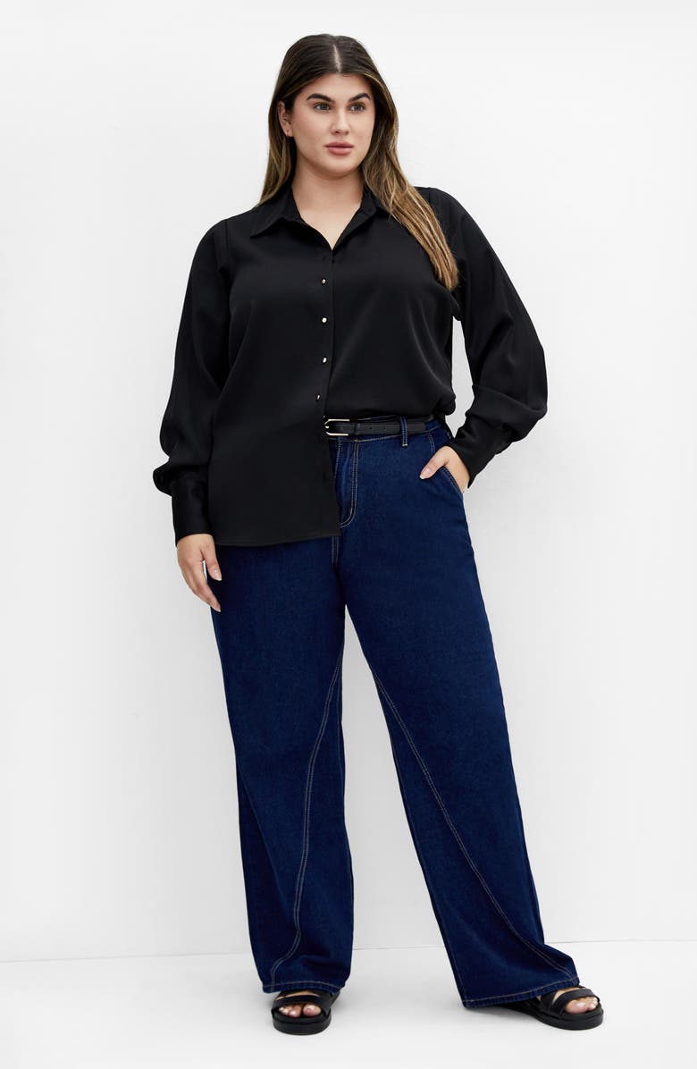 City Chic Amoura Button-Up Shirt, Alternate, color, Black