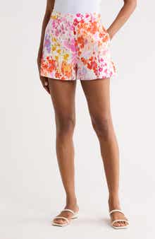 Derek Lam 10 Crosby Freja Floral High Waist Linen Blend Shorts