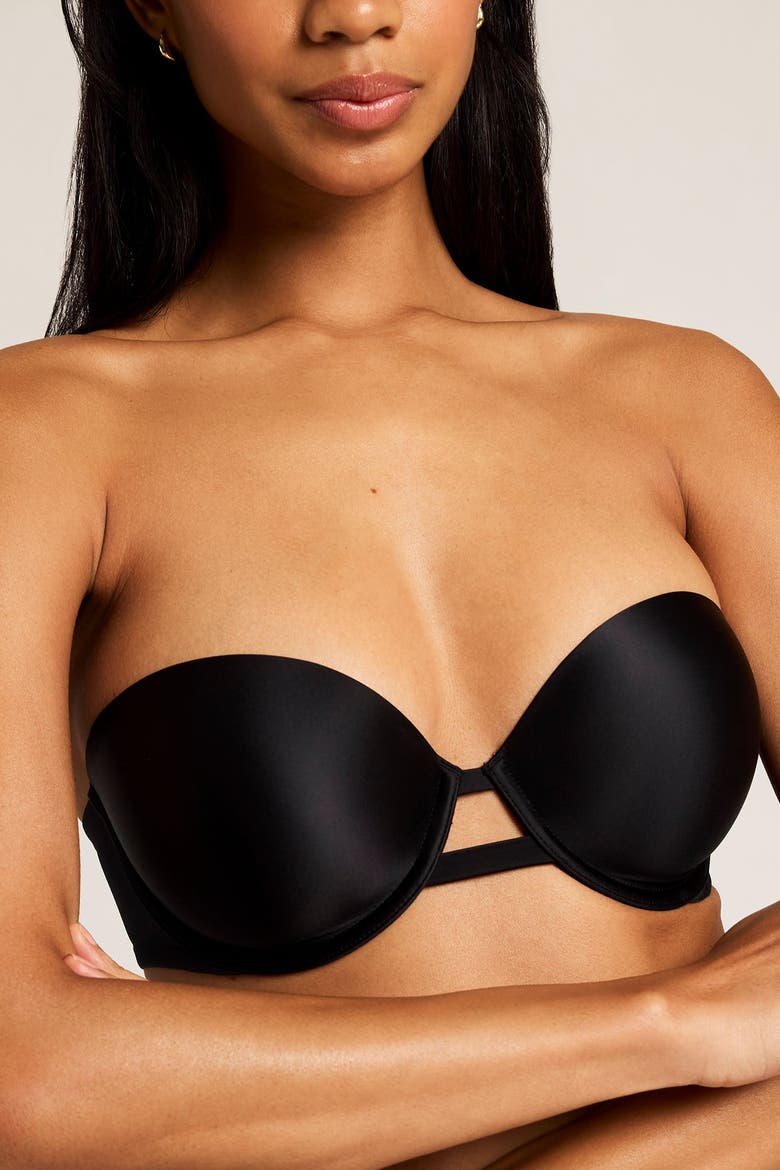 Glacé Strapless Bra, Main, color, Black