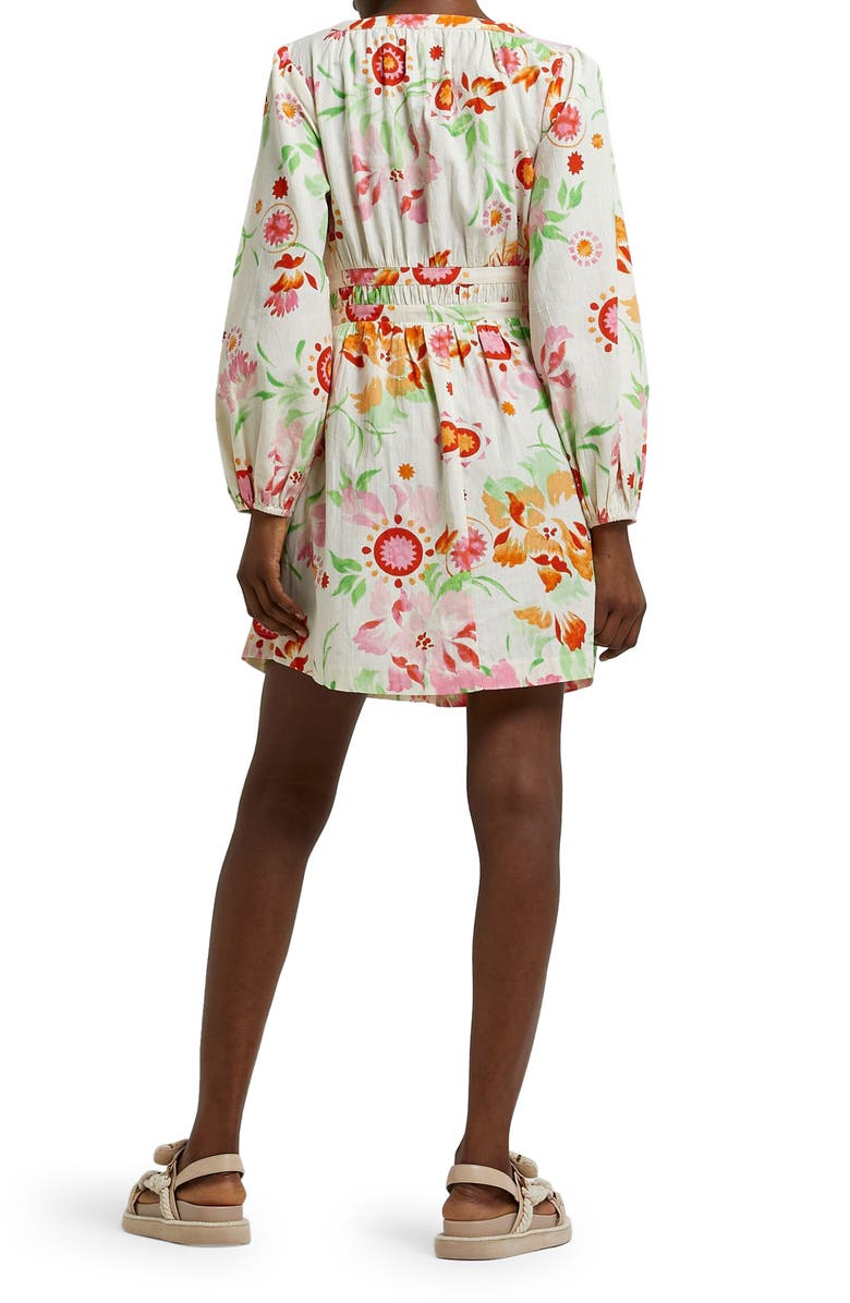 River Island Floral Long Sleeve Cotton & Linen Dress | Nordstrom