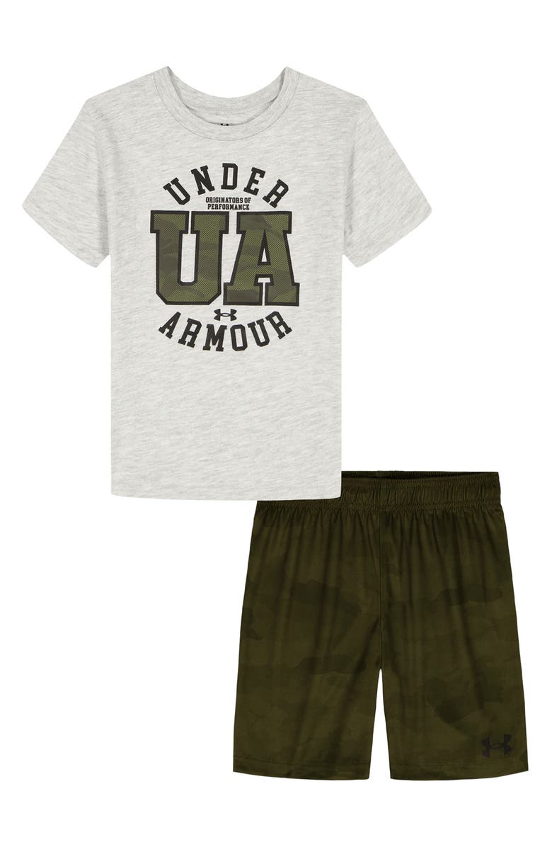 Under Armour Kids' Graphic Tech Print T-Shirt & Shorts Set, Main, color, Mod Gray