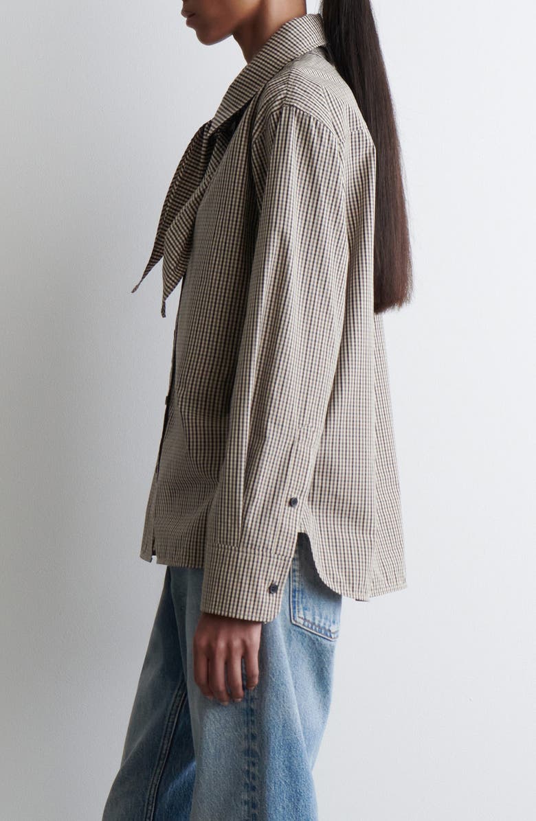 COS Check Print Woven Shirt, Alternate, color, Beige Dark