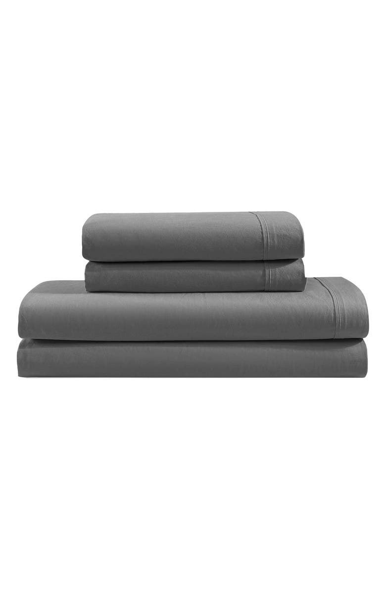 Calvin Klein 200 Thread Count Cotton Percale Sheet Set, Main, color, Graphite