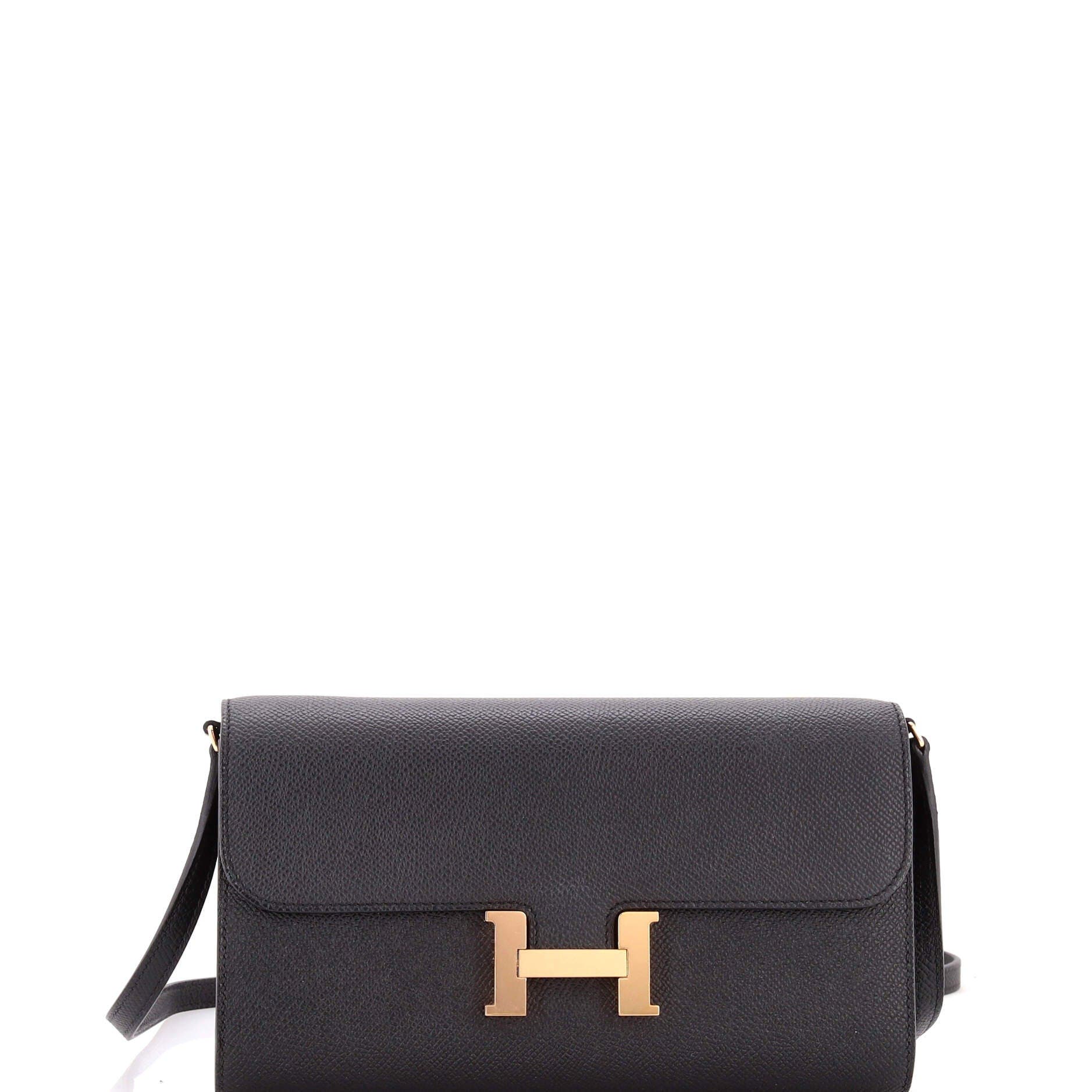 Pre-Owned Hermes Constance To Go Wallet Epsom, Main, color, Noir