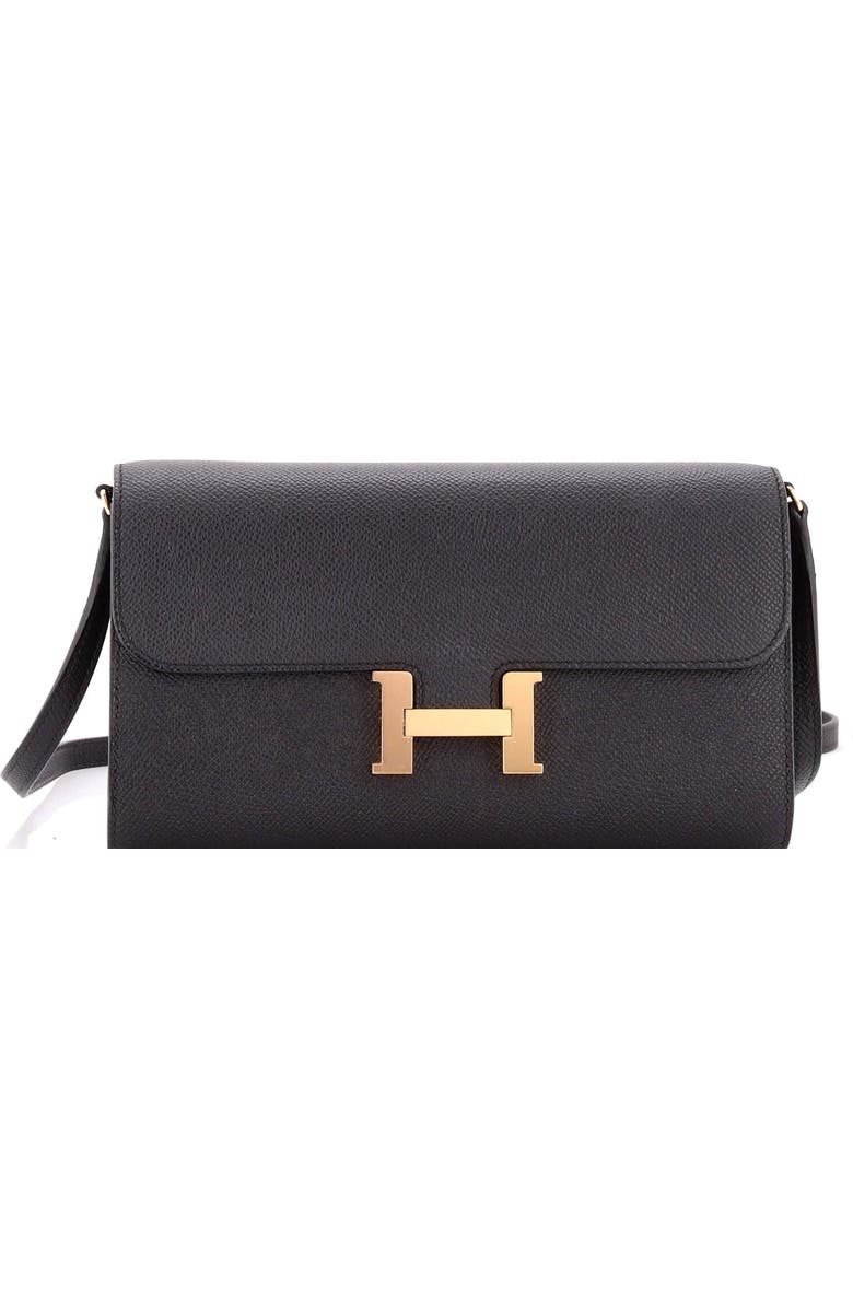 Pre-Owned Hermes Constance To Go Wallet Epsom, Main, color, Noir