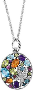 EFFY Sterling Silver Semprecious Stone & Diamond Pendant Necklace