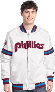 STARTER Men's Starter White Philadelphia Phillies Cooperstown Scout Full-Snap Varsity Jacket