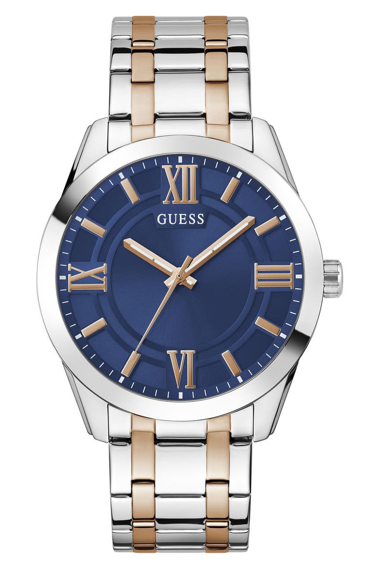 Elliot Blue Dial Two-Tone Bracelet Watch, 44mm, Main, color, ROSE GOLD