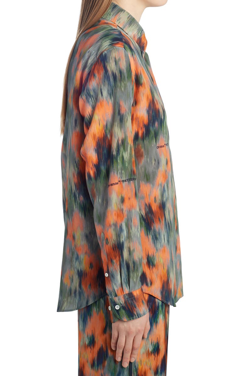 Off-White Chine Floral Print Silk Blouse, Alternate, color, Multicolor