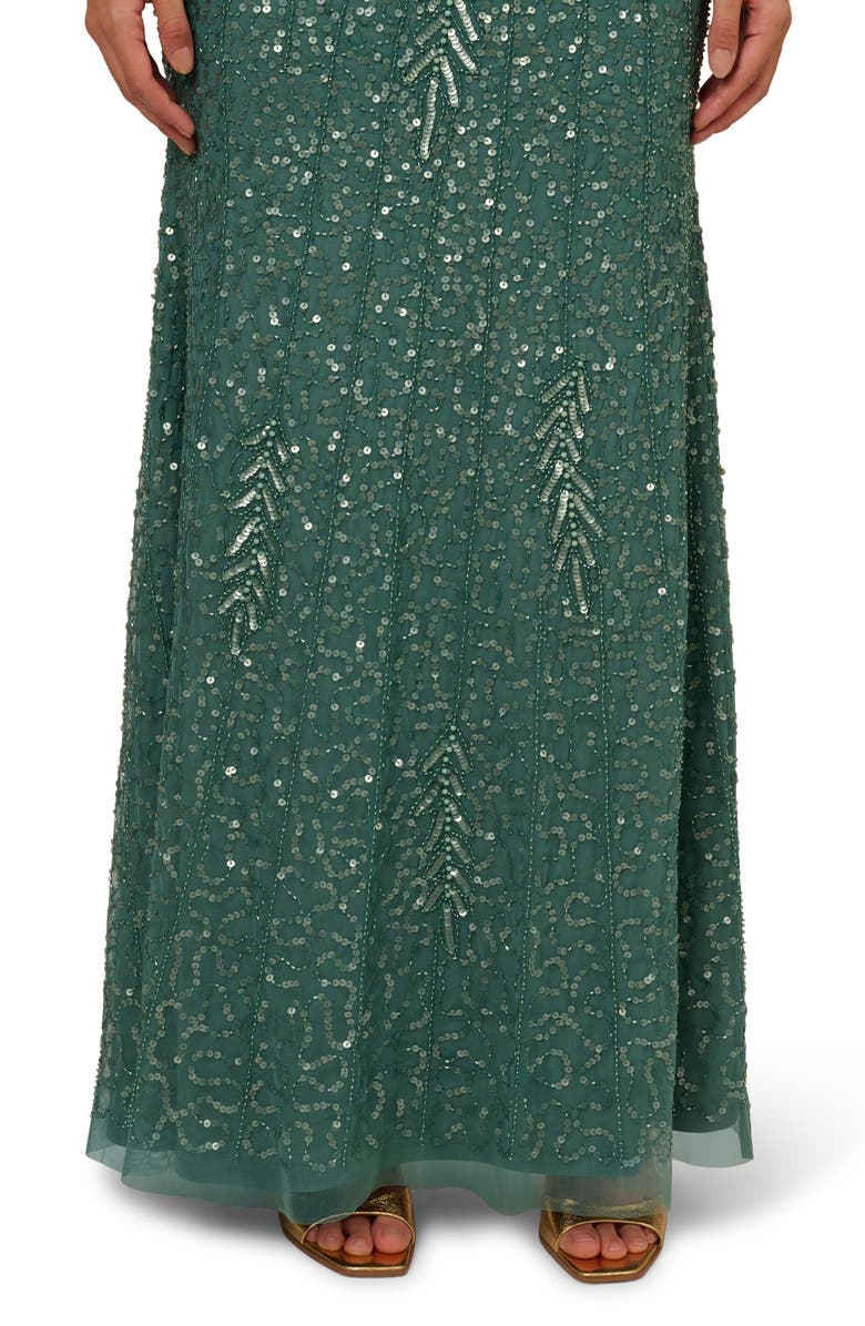Adrianna Papell Beaded Long Sleeve Column Gown, Alternate, color,