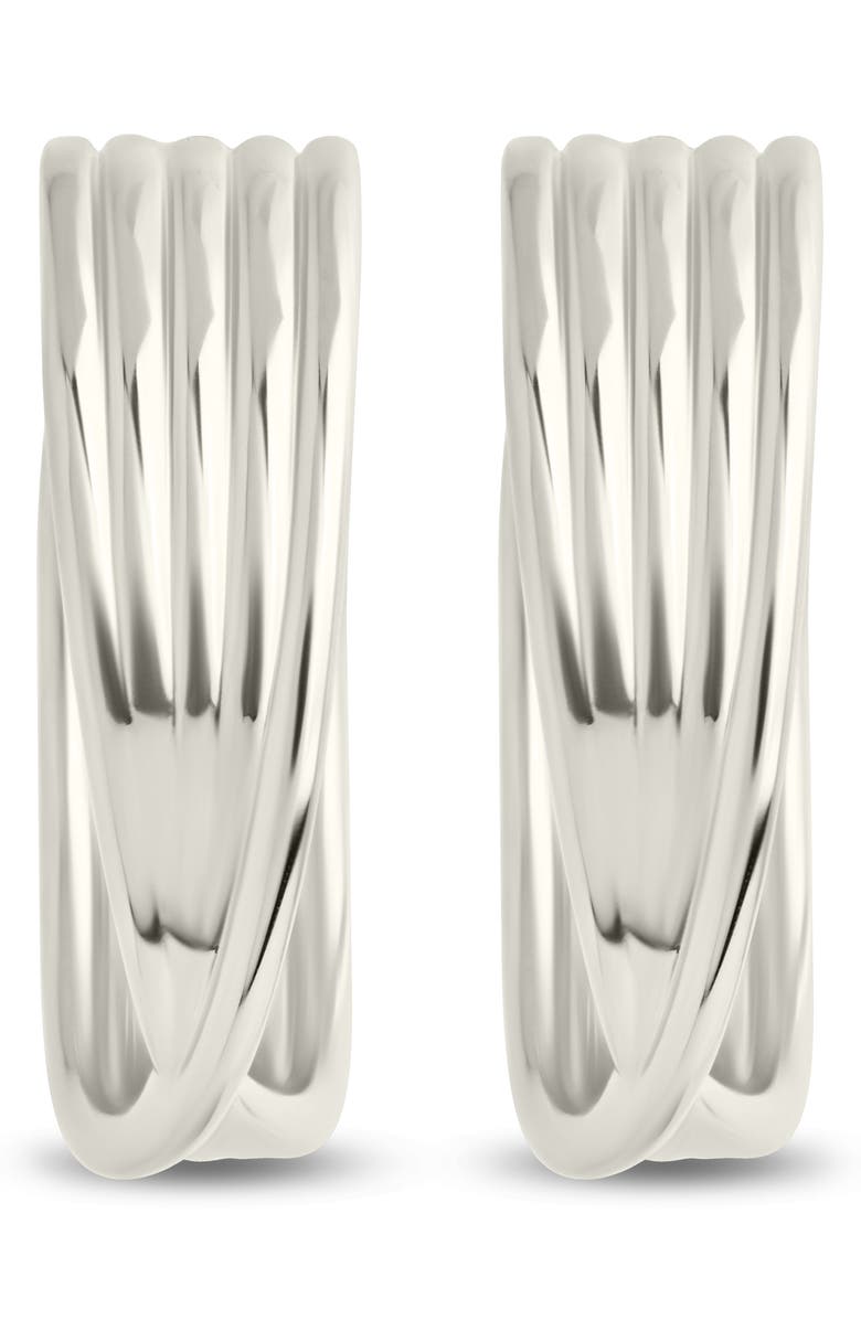 Sterling Forever Katya Textured Hoop Earrings, Alternate, color, Silver