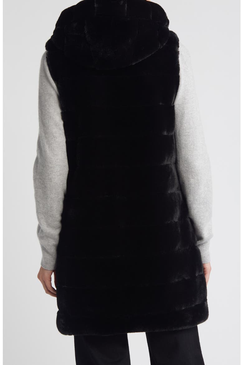 Quilted Faux Fur Hooded Vest, Alternate, color, BLACK
