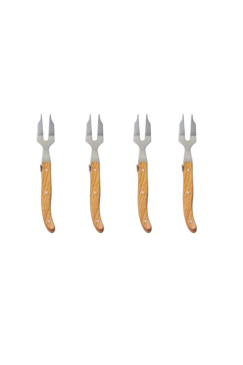 Mini Cheese Fork - Set of 4, Main, color, Olivewood