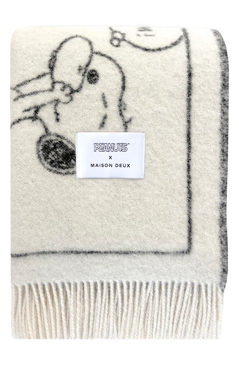 Maison Deux Peanuts Comic Strip Wool Throw Blanket, Main, color, 