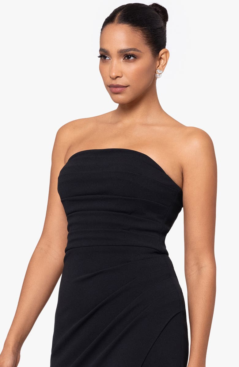 Xscape Evenings Strapless Side Ruched Scuba Crepe Gown, Alternate, color, 