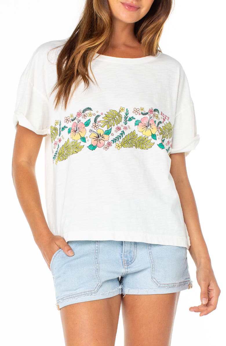 Roxy Ride the Wave Cotton Graphic T-Shirt, Main, color, Cloud Dancer
