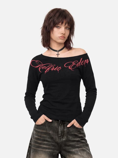 Off The Shoulder Long Sleeve Tee