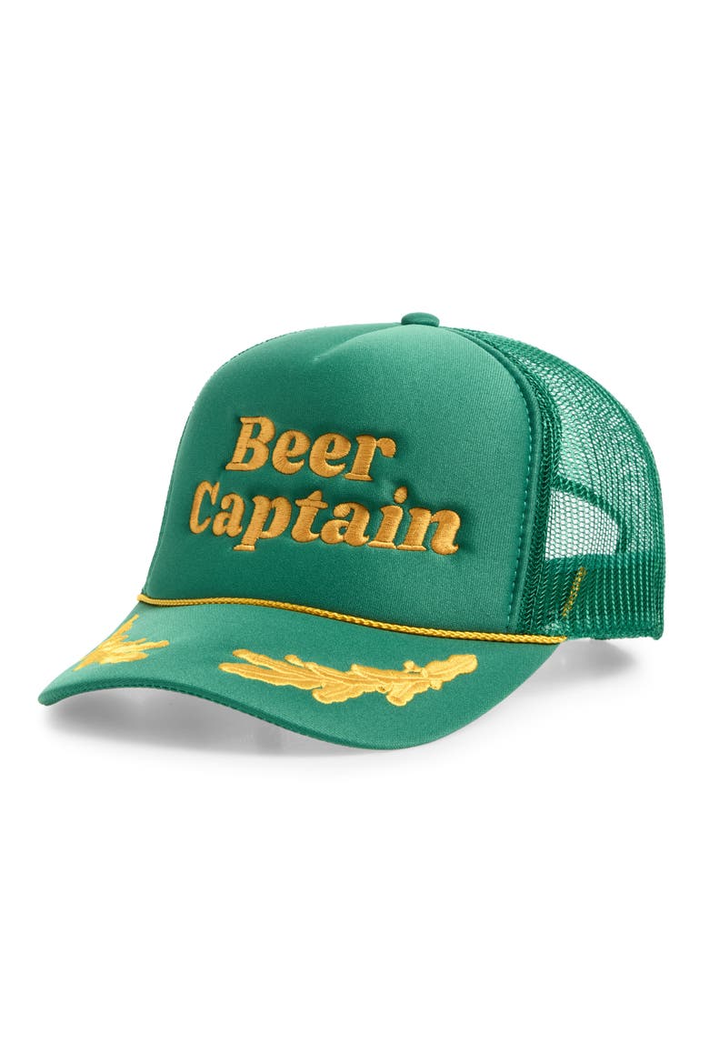Beer Captain Snapback Truckert Hat, Main, color, KELLY/ GOLD