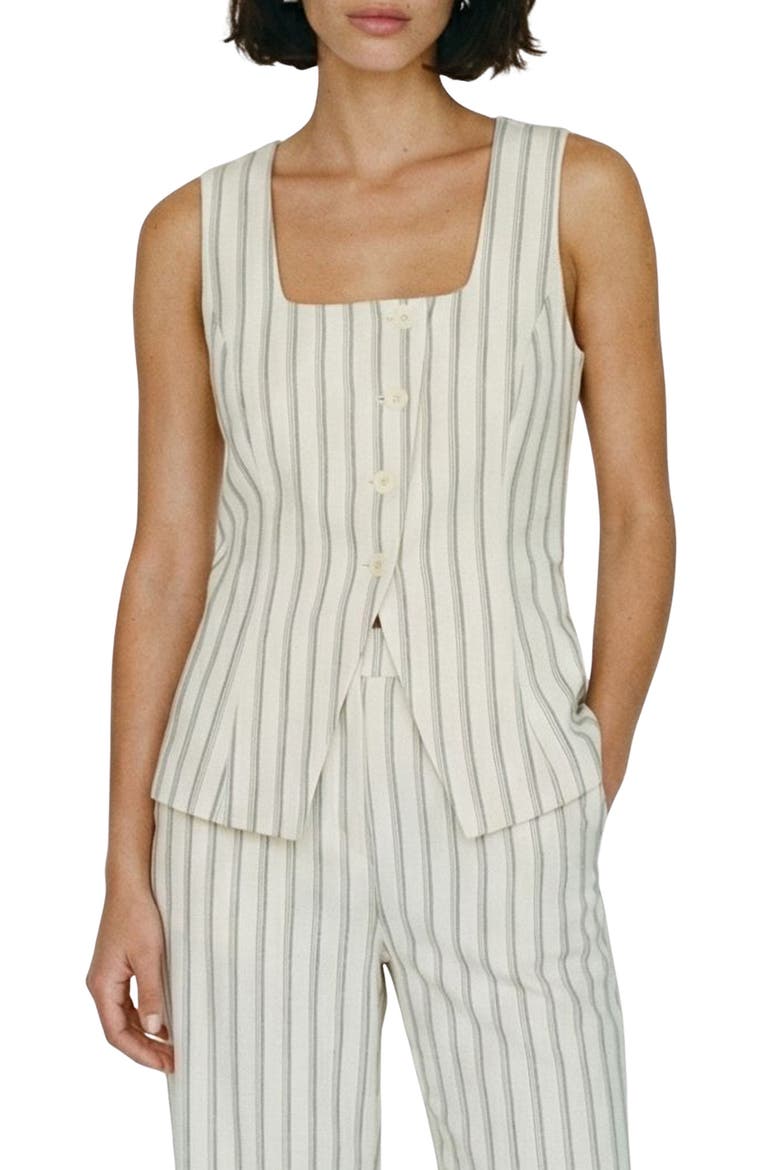 Miona Stripe Waistcoat, Main, color, SNOW WHITE STRIPES W