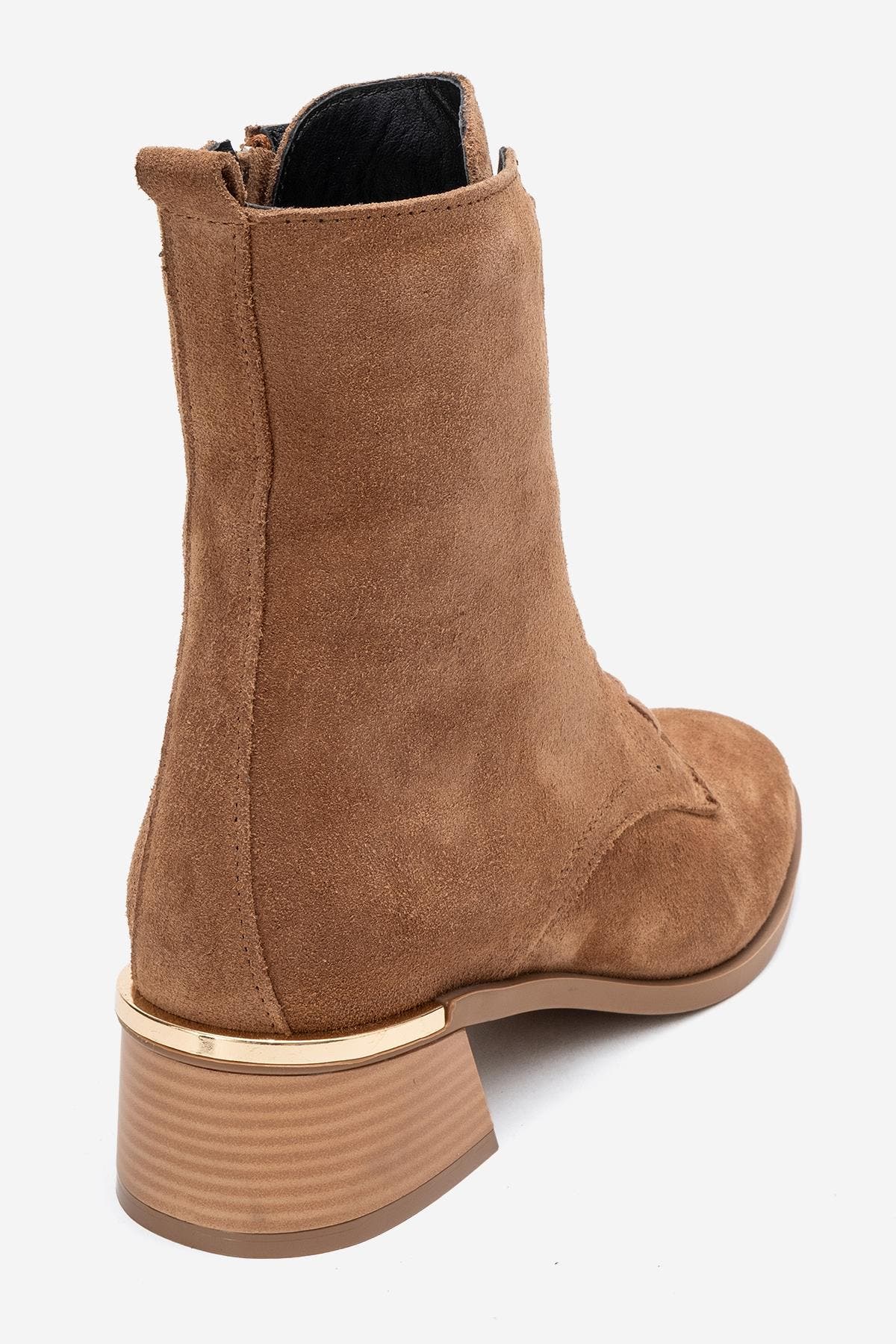 Avia Leather Block Heel Boot, Alternate, color, Cognac Suede Leather