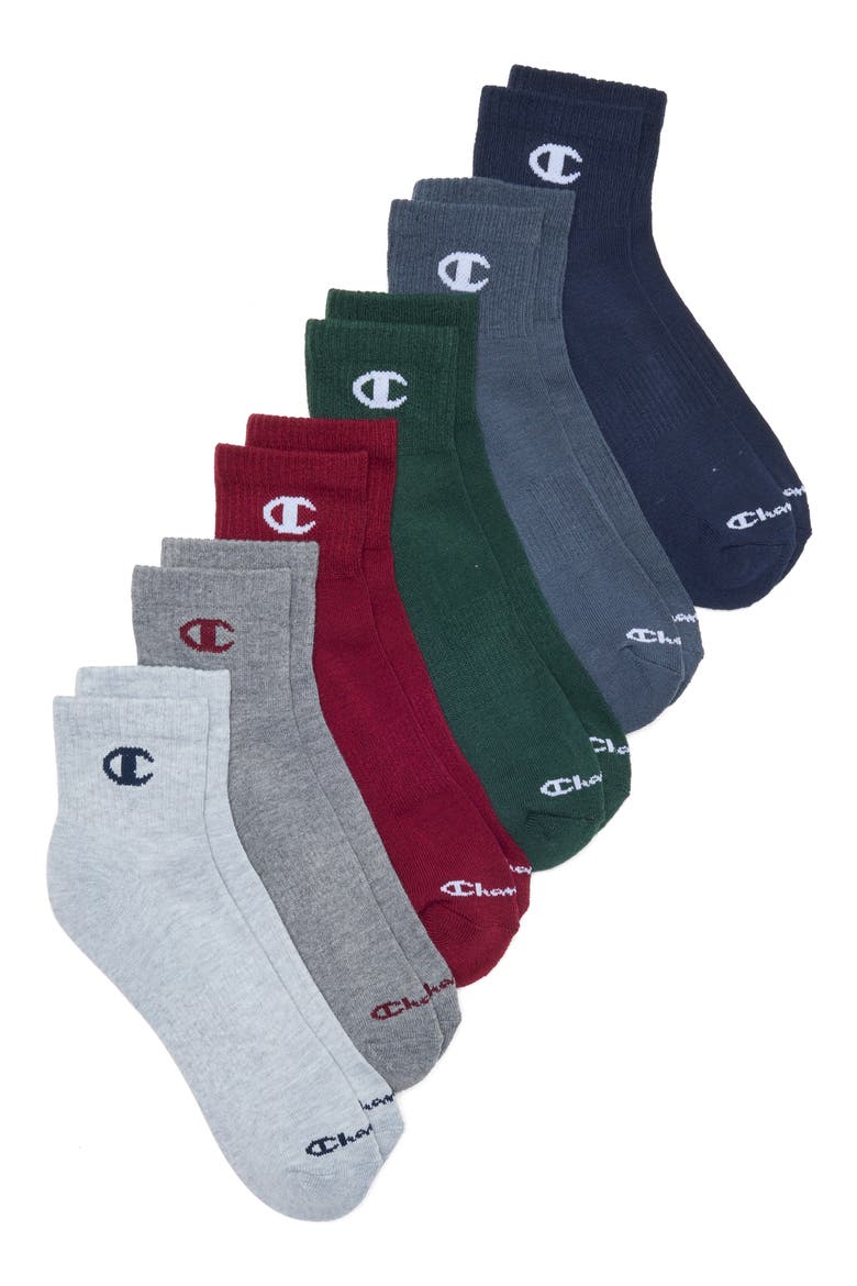 6-Pack Logo Quarter Crew Socks, Main, color, GREY ASSORTED