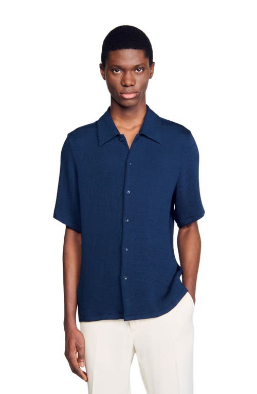 Sandro Pleated Shirt In Royal Blue