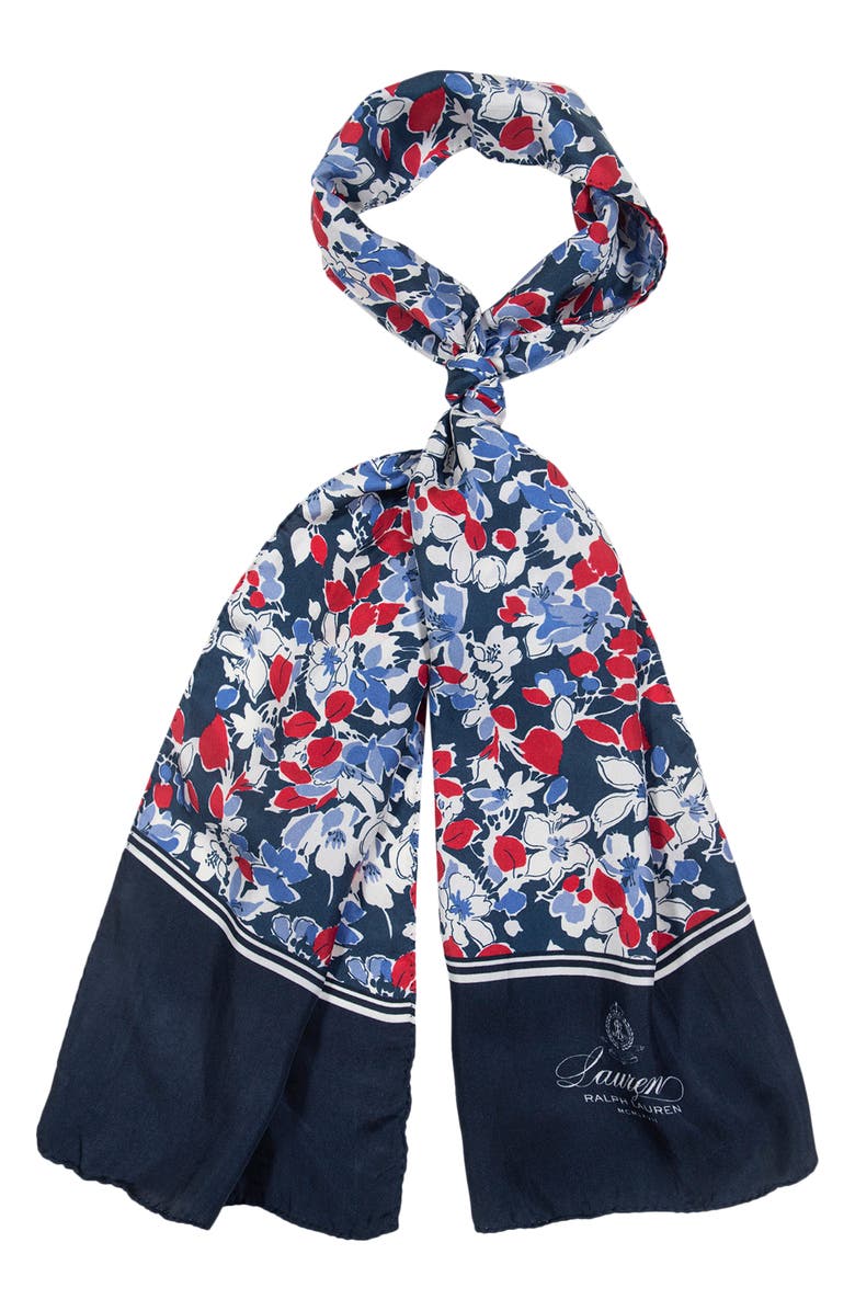 Polo Ralph Lauren Small Floral Silk Oblong Scarf, Main, color,