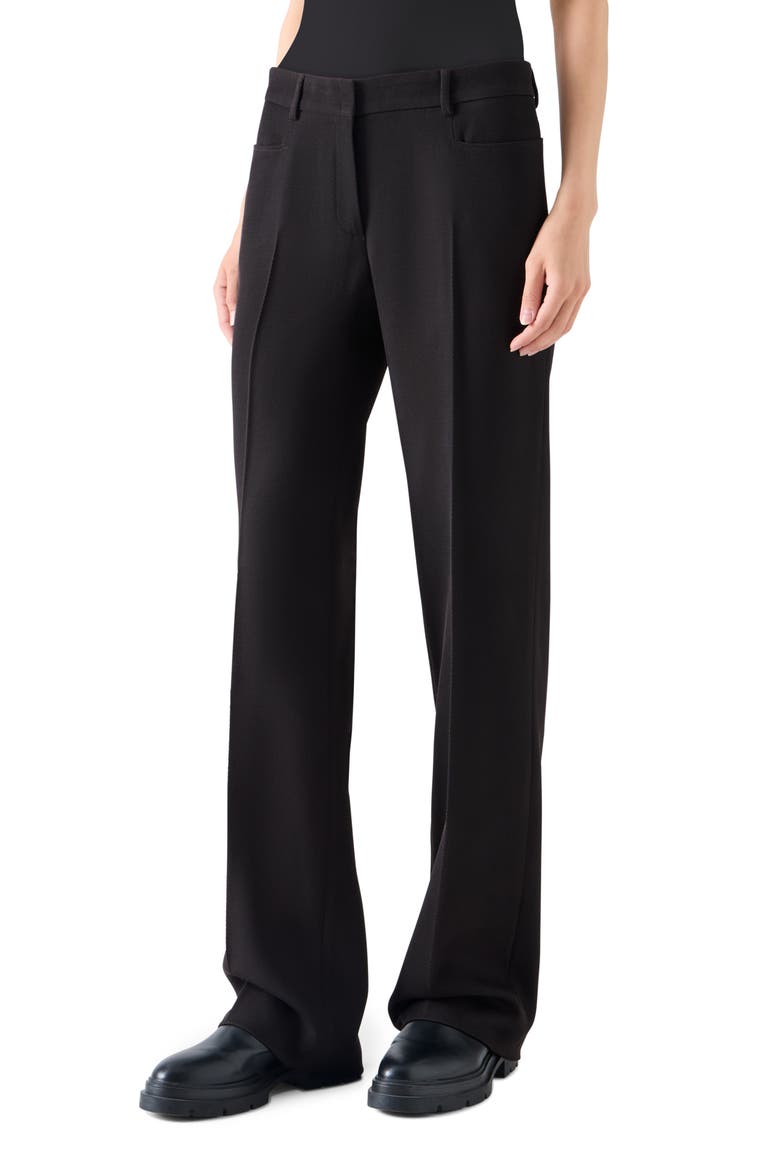 Mikka Virgin Wool Tricotine Pants, Alternate, color, BLACK