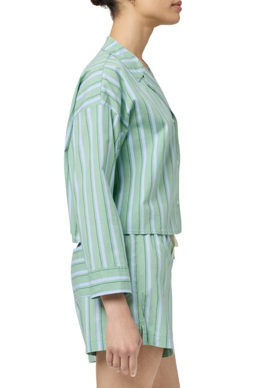 Florence By Mills Crop Pajama Top In Green Stripe
