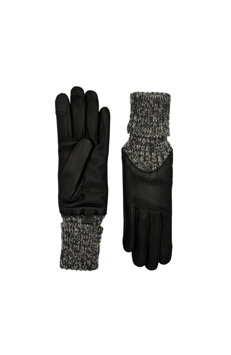 Agnelle Cecilia Leather Gloves with Knitted Cuff, Main, color, Tnoir/Gris Chine
