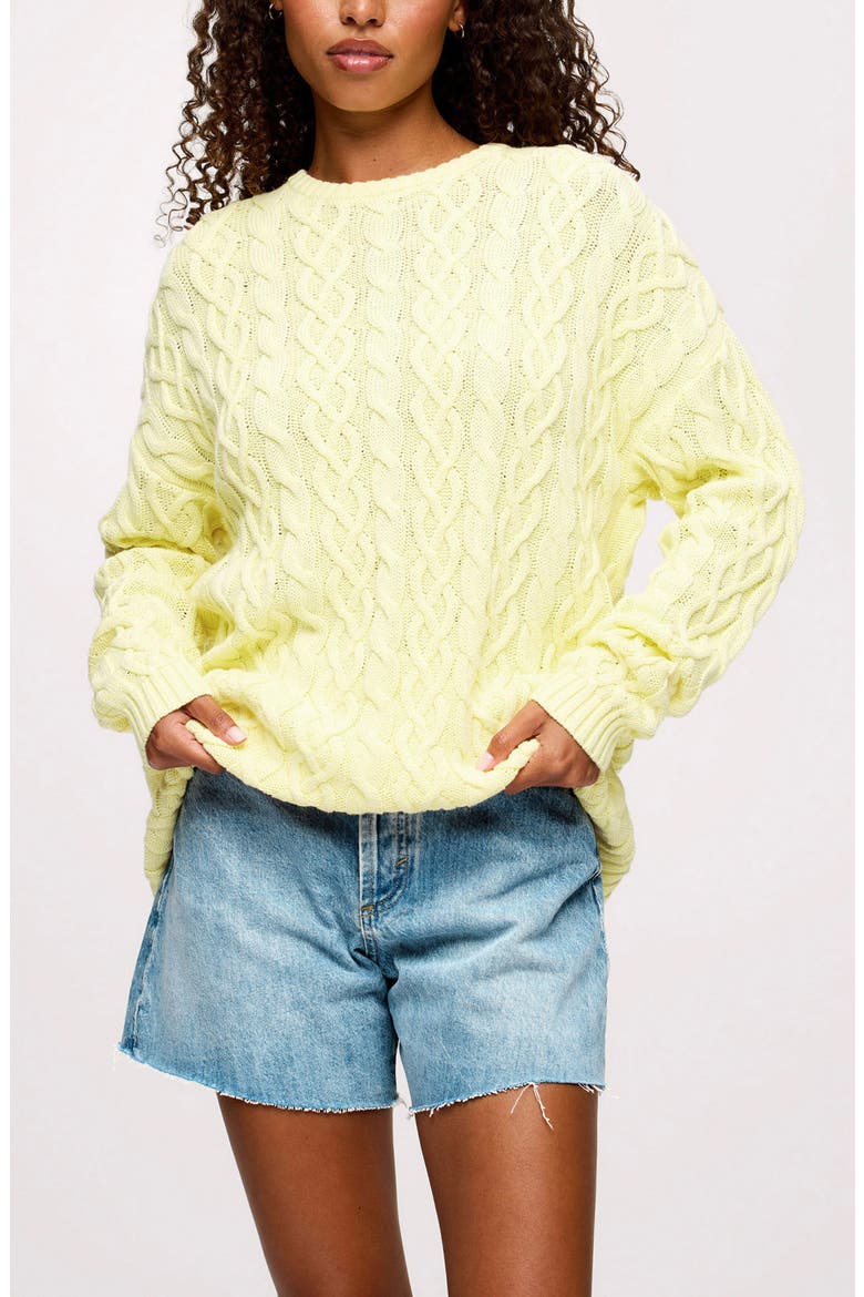 Sailing Cable Stitch Sweater, Alternate, color, LEMON