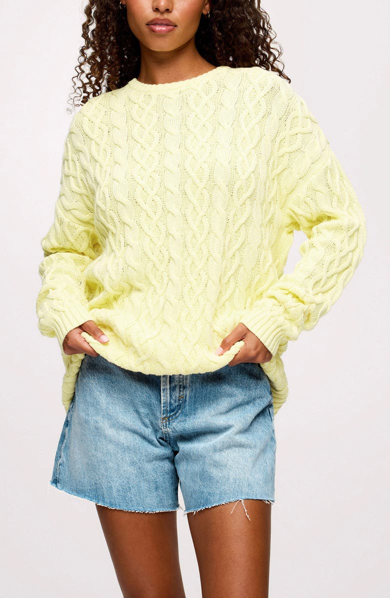 nuuds Sailing Cable Stitch Sweater, Alternate, color, Lemon