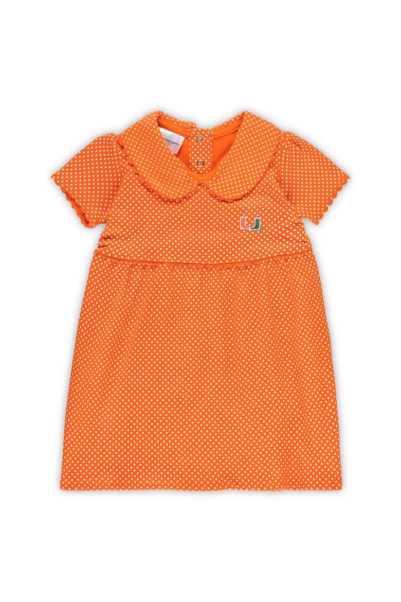 Girls Toddler Orange Miami Hurricanes Polka Dot Peter Pan Dress, Main, color, Orange