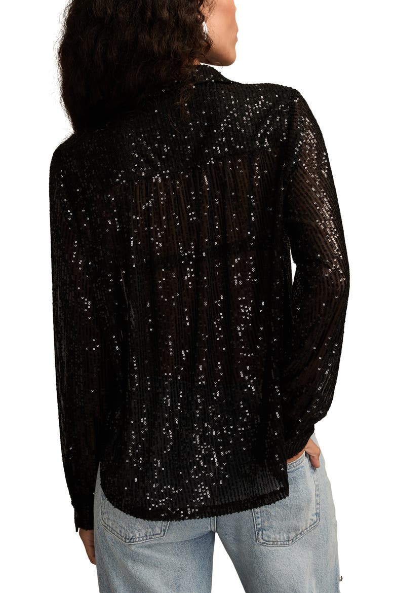 Sheer Sequin Shirt, Alternate, color, CAVIAR