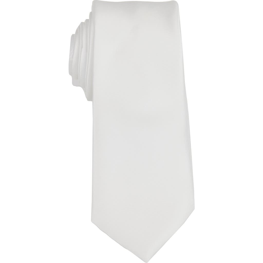 Brooklyn Brigade Solid Satin X-long Tie In White