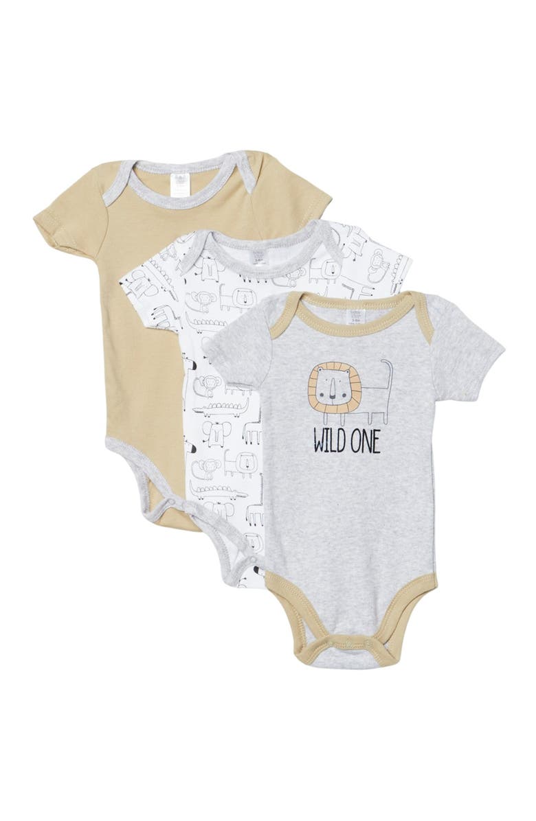 MODERN KIDS Printed Short Sleeve Bodysuits - Pack of 3, Main, color, 