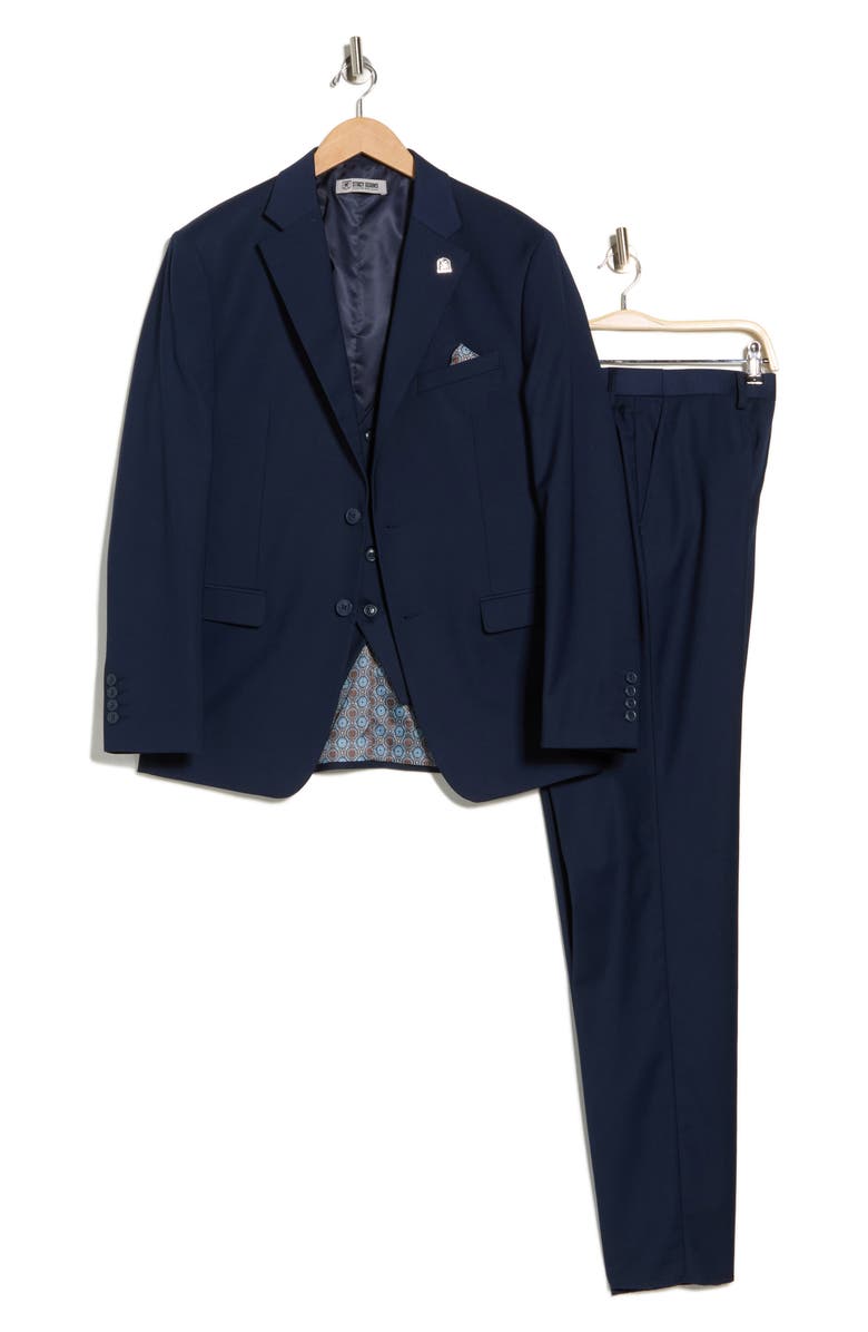 ZEGARIE Navy Mélange 3-Piece Suit, Alternate, color, Navy