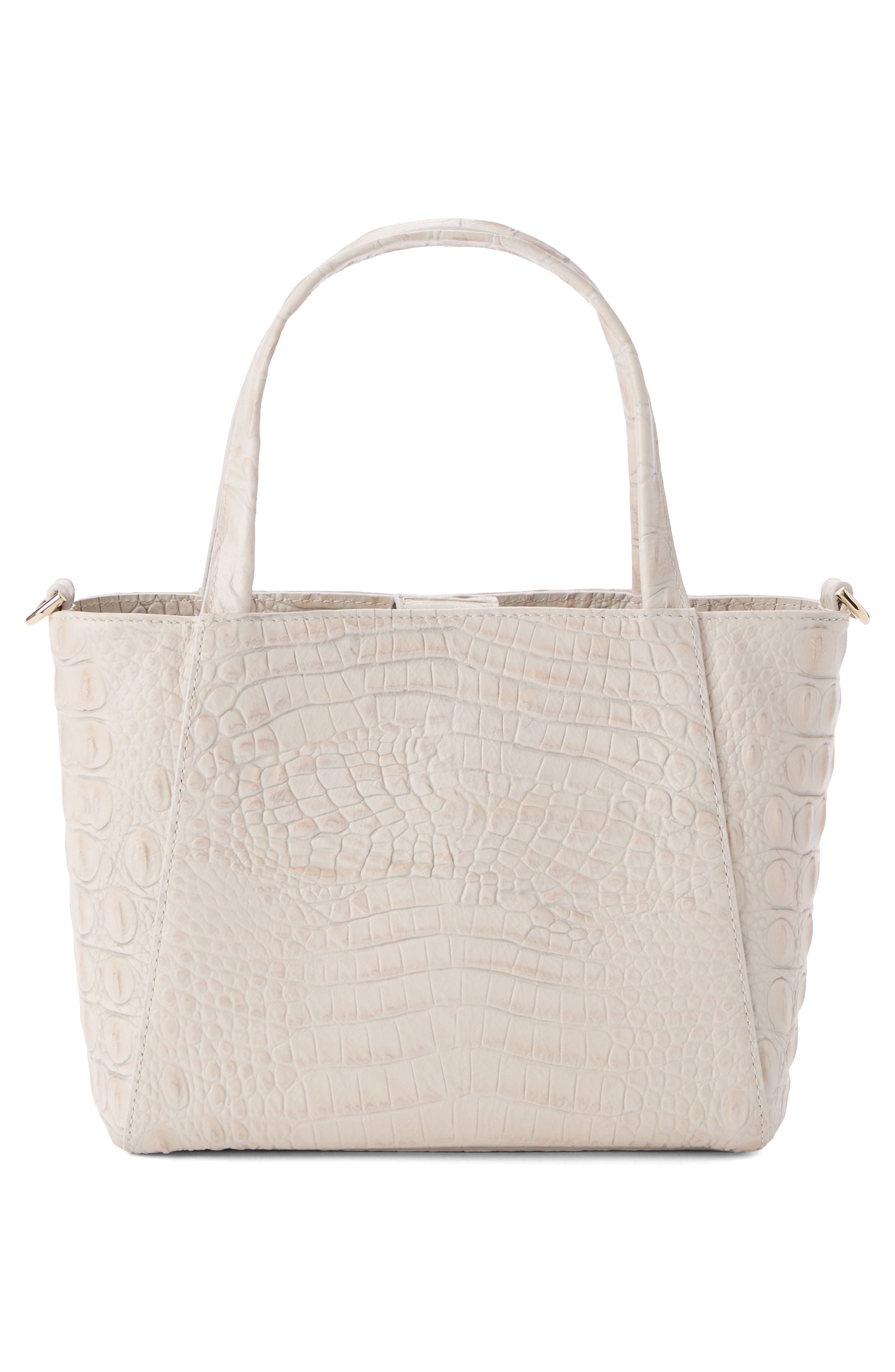 Brahmin Small Mona Croc Embossed Leather Top Handle Bag, Alternate, color, Ivory