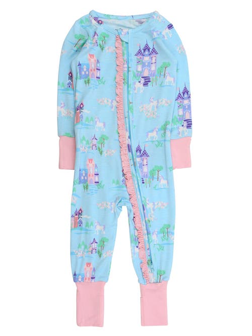 Rufflebutts Babies'  Softsnooze Convertible Ruffle One Piece Pajama In Blue