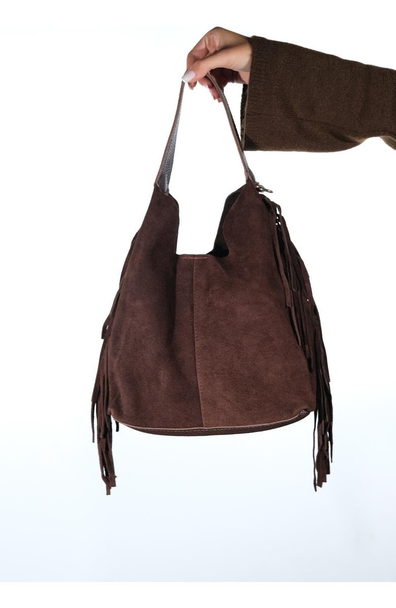 Forever & Always Shoes VALS Leather Shoulder Bag, Main, color, Brown Suede