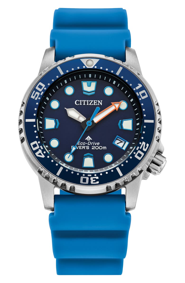 Citizen Promaster Sea Polyurethane Strap Watch, 36.5mm, Main, color, Blue