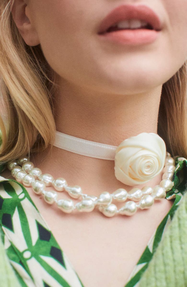 Lele Sadoughi Jackie Double Row Imitation Pearl Necklace, Alternate, color,